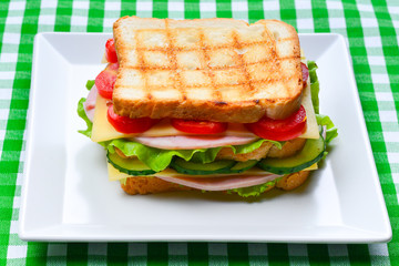 Sandwich bread tomato, lettuce and yellow cheese