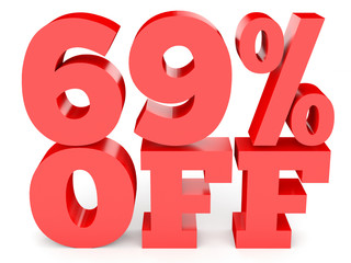 Sixty nine percent off. Discount 69 %.