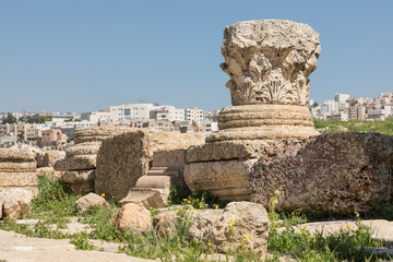 Fototapeta na wymiar View on the ancient Roman Theater located in capital of Jordan, Amman