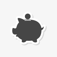 Piggy bank sticker, simple vector icon