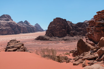 Panoramic view of the Wadi Rum desert, Jordan