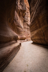 Fantastic beauty of the Siq gorge in Petra, Jordan