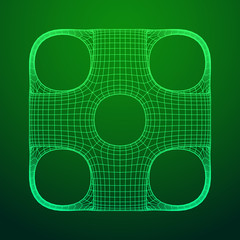 Wireframe Ported Cube. Cube of connected lines. Molecular lattice. The structural grid of polygons. Vector illustration sacred geometry