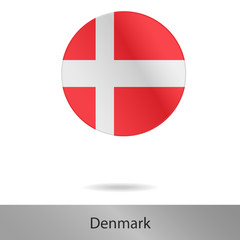 Denmark round icon with shadow