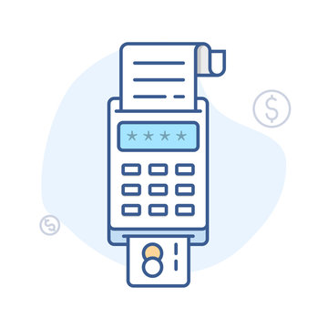 Pos, payment terminal  vector icon, point of sale line illustration
