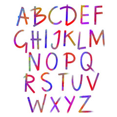 Hand drawn watercolor alphabet, font, letters