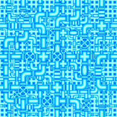 Seamless pattern with the image of valves, and interlacing of pipes, for use as a background and other purposes.
