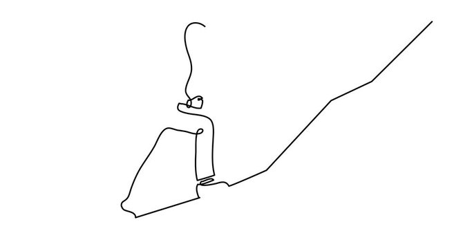 Self drawing animation of continuous line drawing of businessman climbing on steep scoop