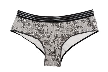 Black and grey Women's cotton panties. Isolate on white