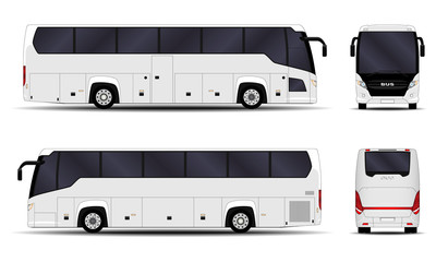 realistic bus. side view; front view; back view