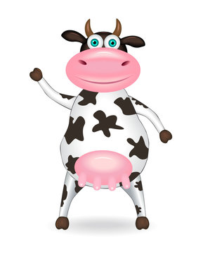 Spotted cow. Cartoon spotty cow on a white background