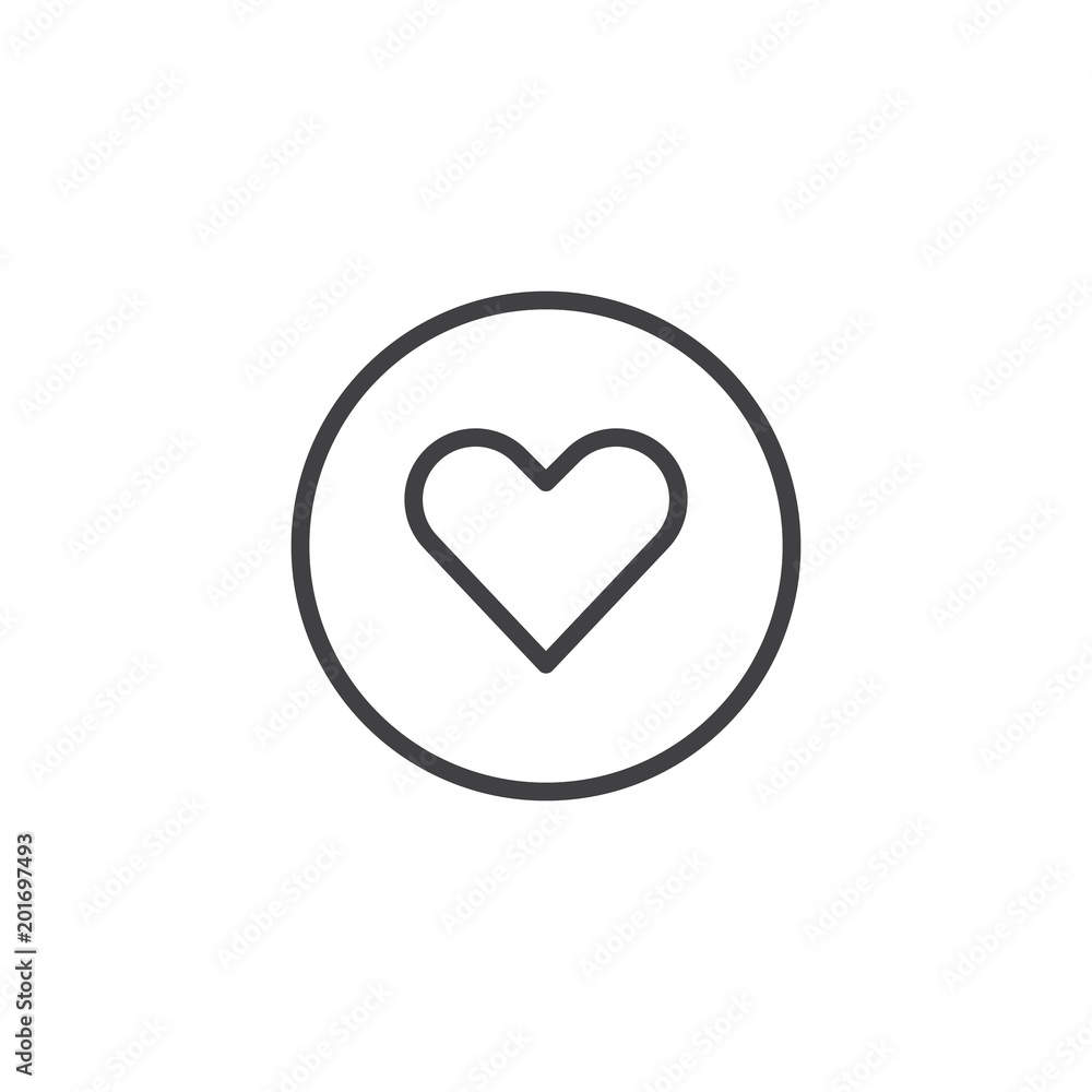 Poster heart in a circle outline icon. linear style sign for mobile concept and web design. love simple lin