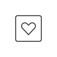 Heart in square outline icon. linear style sign for mobile concept and web design. Love simple line vector icon. Symbol, logo illustration. Pixel perfect vector graphics