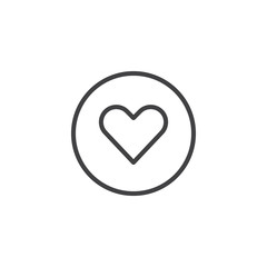 Heart  in a circle outline icon. linear style sign for mobile concept and web design. Love simple line vector icon. Symbol, logo illustration. Pixel perfect vector graphics