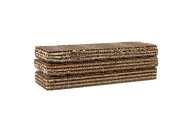 chocolate waffles on a white background
