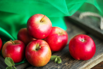 group of fresh red apples on wooden background natural concept for fresh natural food and vitamins