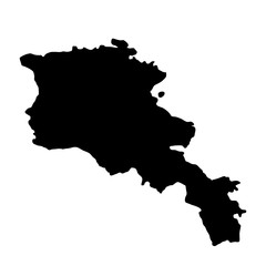 black silhouette country borders map of Armenia on white background of vector illustration