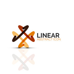 Obraz premium Abstract flower or star minimalistic linear icon, thin line geometric flat symbol for business icon design, abstract button or emblem