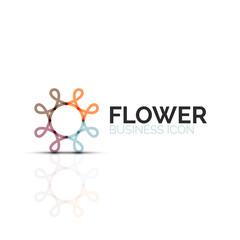 Abstract flower or star minimalistic linear icon, thin line geometric flat symbol for business icon design, abstract button or emblem