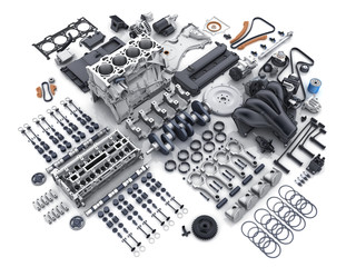 Car engine disassembled. many parts. - 201699669