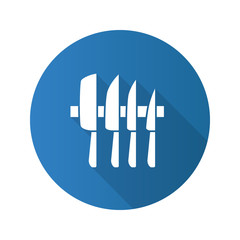 Knives set flat design long shadow glyph icon