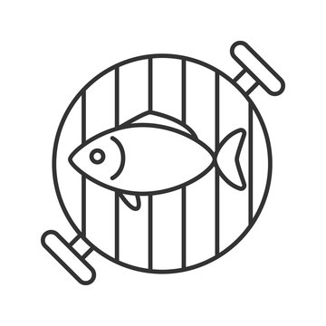 recommend clip art: Fish on barbecue grill linear icon