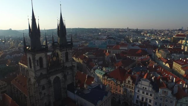 Aerial of Church of Our Lady's towers 