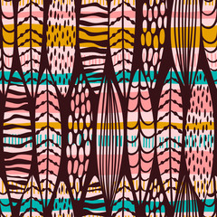 Abstract seamless pattern with tropical leaves.