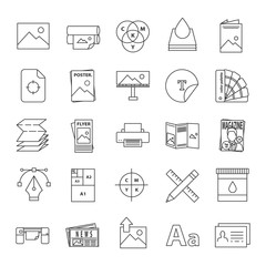 Printing linear icons set