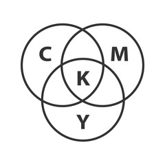 Cmyk color circle model linear icon