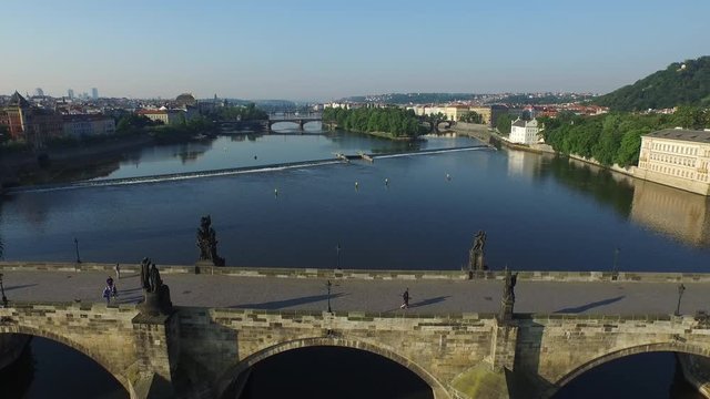 Aerial view of Charles Bridge and the river
