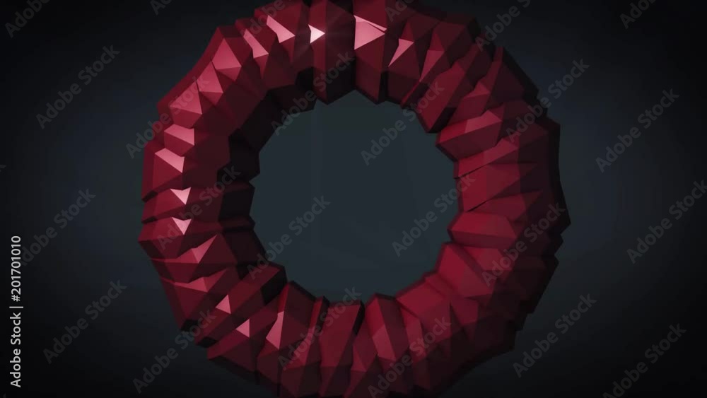 Poster weightlessness. rotating torus on black background. 3d computer generated geometric animation. illus