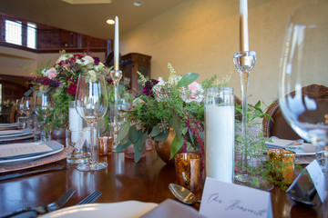 Table set with fresh flowers