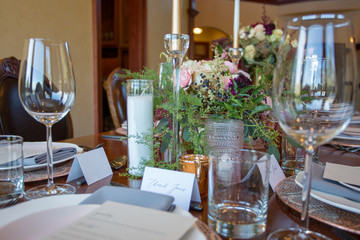 Table set with fresh flowers