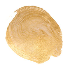 golden brush stroke, overflowing with gold. on white background design element.