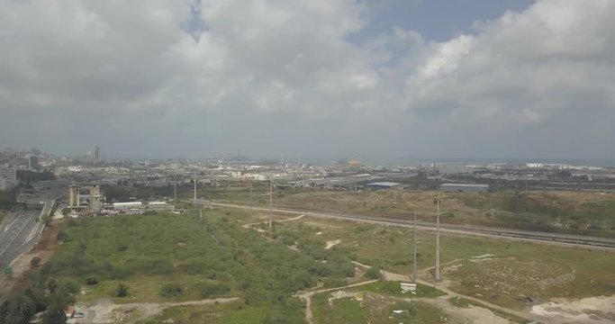 Haifa check post and industrial zone aerial drone footage 4k dlog flat