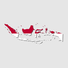 Indonesia Map Flag,Indonesia Map with Flag Vector