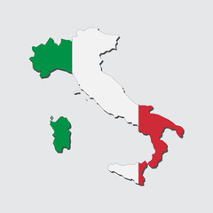 Italy Map Flag,Italy Map with Flag Vector