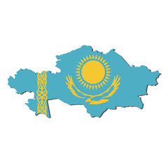 Kazakhstan Map Flag,Kazakhstan Map with Flag Vector