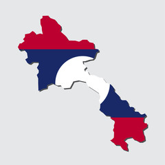 Laos Map Flag,Laos Map with Flag Vector