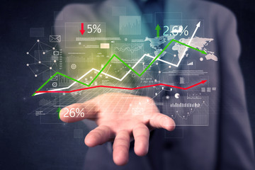 Detailed financial plan in the hands of a businessman