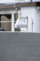 Search light attached to the side of a ship