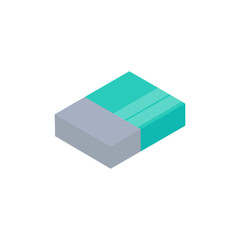 Isometric eraser icon. 3d school supplies