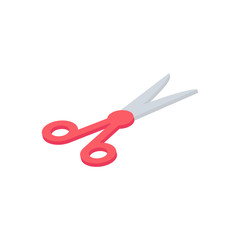 Isometric  scissors  icon. 3d school supplies.