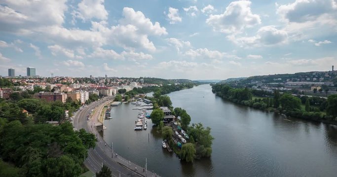 Timelapse of Vltava River seen from Vysehrad