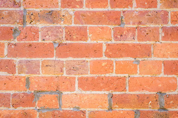 Old house sandstone brick wall made with red orange stone, vintage texture block background