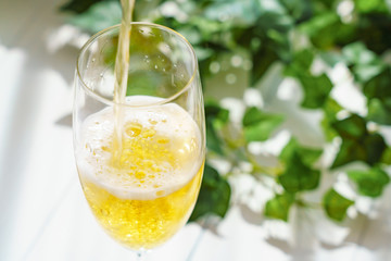テラスでビール