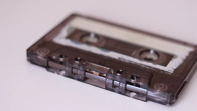 Old audio cassette in moving