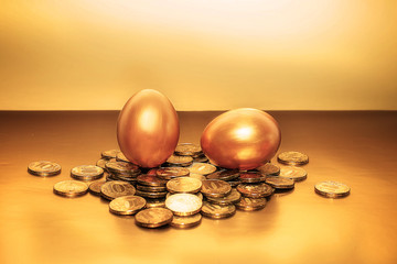 Gold coins and golden eggs, the concept of financial growth