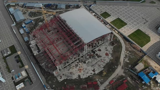 view from the drone to the construction site
